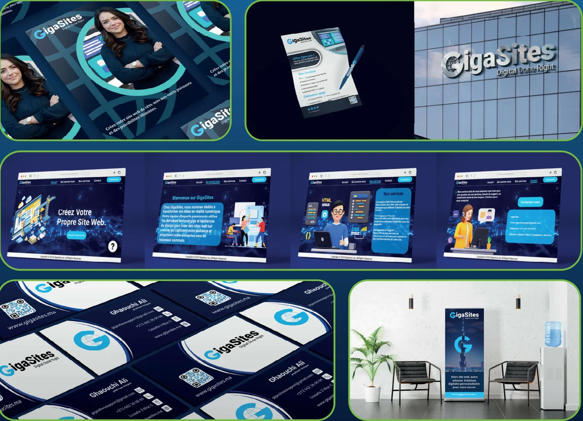 GigaSites — Logo & identité · Papeterie · Roll-up · Maquettes web