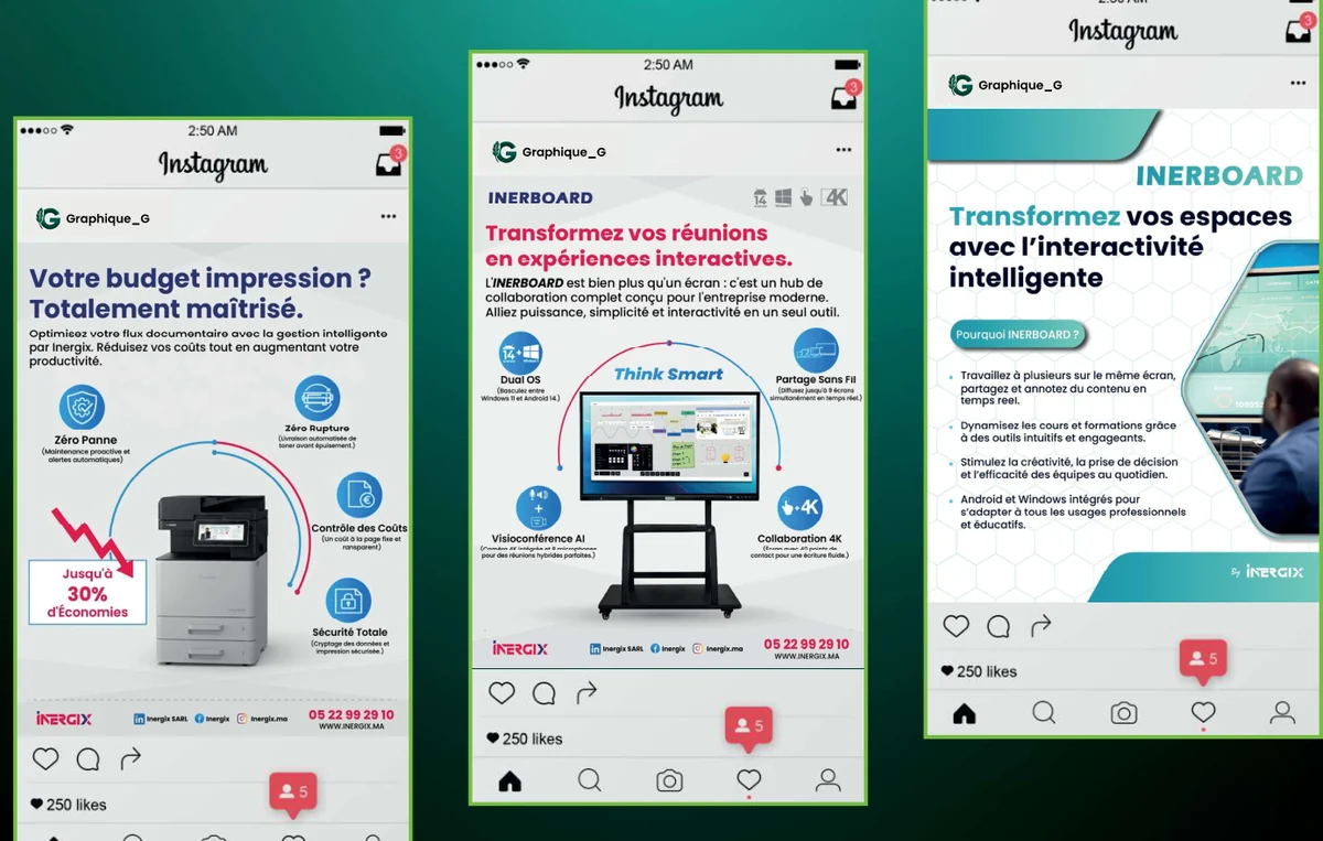 INERBOARD / Inergix — Visuels réseaux sociaux · Présentation produit · Mise en page