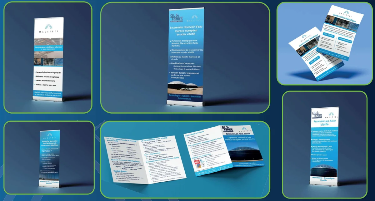 Macsteel / GLS Tanks — Brochure · Dépliant · Roll-ups · Préparation à l’impression